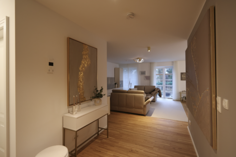 Exklusive Wohnlage – 3-Zimmerwohnung in einer Villa im 1. Obergeschoss mit Tiefgaragen-Stellplatz - Blick in den Wohnbereich (41004)