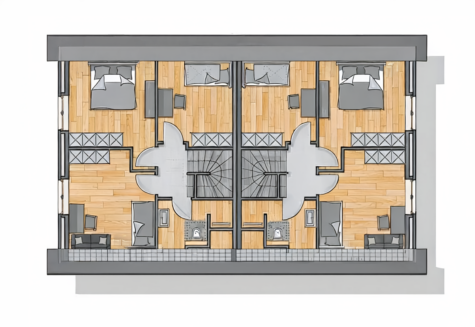 Ihr neues Zuhause in Großefehn: Neubau-Doppelhaushälfte im familienfreundlichen Wohngebiet – provisionsfrei - Grundriss Dachgeschoss (42324)