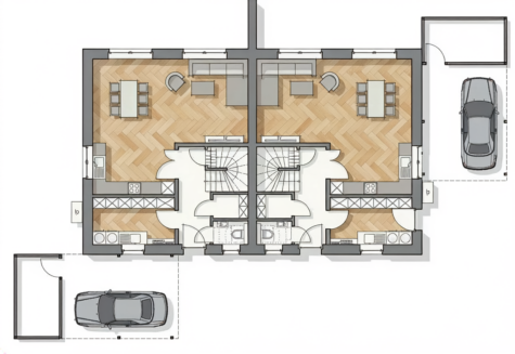Ihr neues Zuhause in Großefehn: Neubau-Doppelhaushälfte im familienfreundlichen Wohngebiet – provisionsfrei - Grundriss Erdgeschoss (42323)